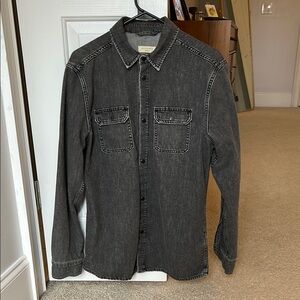 All Saints Broadmoor Black Denim Button-Up Shirt